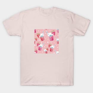 Watermelon Juice with a Pink bubble background. T-Shirt